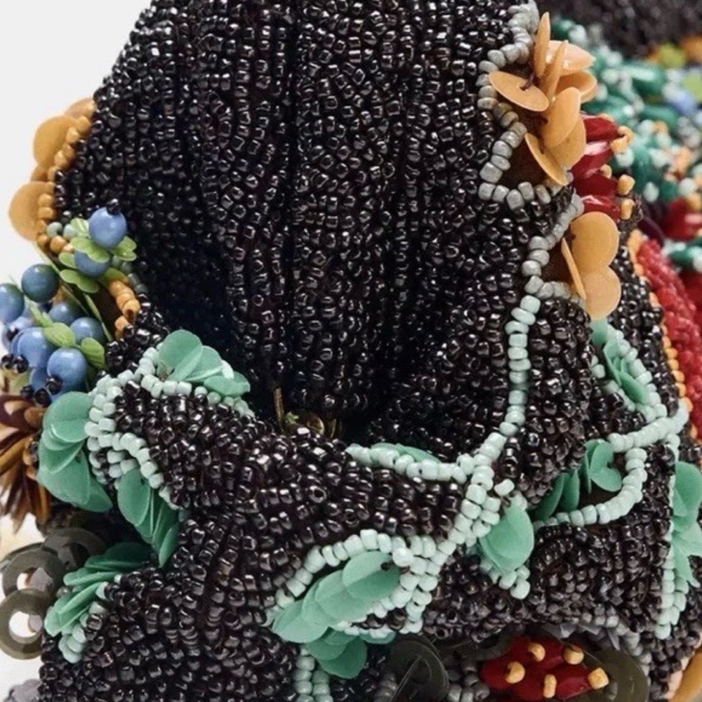 Zara adorable Beaded Chain Shoulder Bag Purse in Multicolor flower detail NEW - Picture 7 of 17